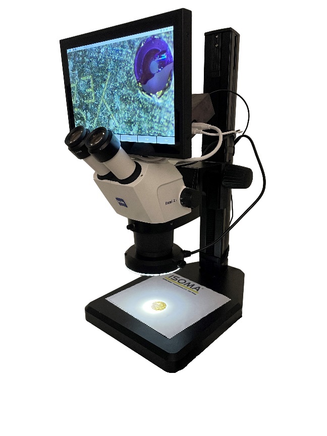 Le microscope est également disponible sous la forme du kit LIVEscope™-Bino pour le montage sur un stéréomicroscope avec port pour caméra (Source : ISOMA Sàrl)