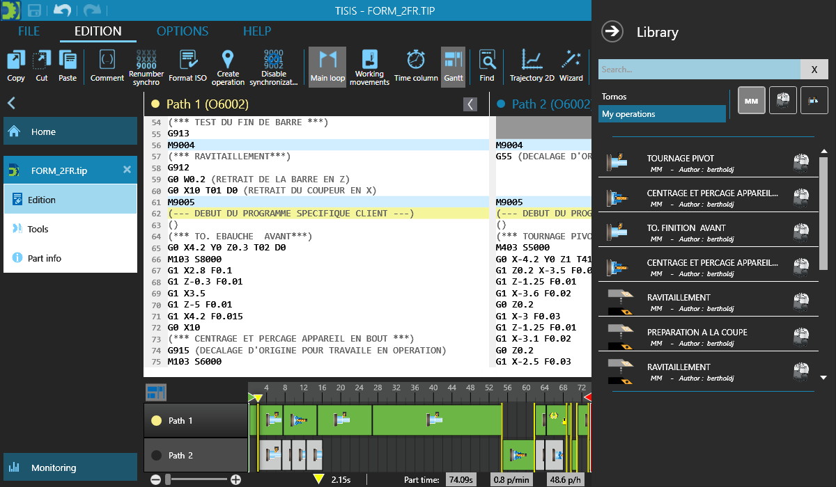 Interface TISIS pour l'édition de programmes.