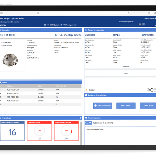 Module opérateur atelier disponible sur tablette