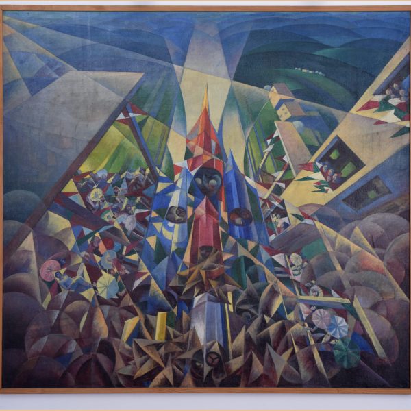 Le dynamisme futuriste est présent dans le Triptyque de la Vitesse de Gerardo Dottori.
